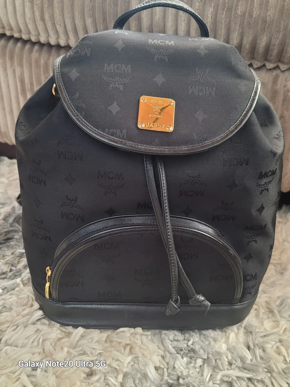 MCM Black Logo Jacquard Canvas Backpack - Black